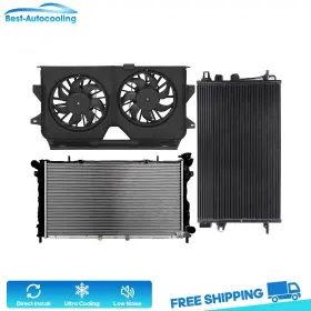 Best-auto-cooling Auto83771401s Aluminum Radiator Condenser And Fan For 2005-2007 Chrysler Town Country