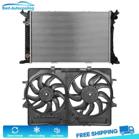 Beatauto01scooling Best-auto-cooling Aluminum Radiator And Fan Kit For 2009-2016 Audi A4 2010 11-2014 A5