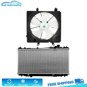 Best-auto-cooling Bestauto83742401scooling Aluminum Radiator And Fan Kit For 2001-2003 2004 2005 Honda Civic 1.7l L4