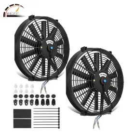 Sy-raf-17105 Bezt 14 Inch High Performance 12v Electric Slim Radiator Cooling Fan With Mounting Kit Black