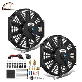 Sy-raf-17174 Bezt 2x 10 Inch Electric Radiator Cooling Fan High 1250 Cfm Thermostat Relay Mounting Kit