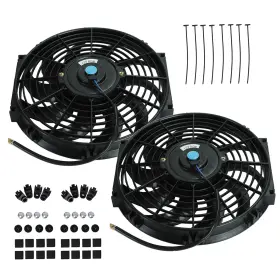 Br17502-12-bk Blackhorse-racing 2 12 Inch Electric Radiator Cooling Slim Pull Fan 800cfm 2000rpm Universal 2pcs Pair