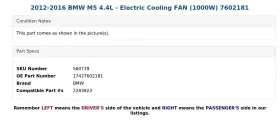17427602181 Bmw 2012-2016 M5 4.4l - Electric Cooling Fan 1000w 7602181 #3