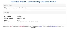 64546921940 Bmw 2000-2006 X5 - Electric Cooling Fan Blade 6921940 #3