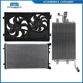 12970213 Byuscarparts For 1999-2005 Volkswagen Jetta Golf Electric Radiator Condenser Cooling Fan Kit