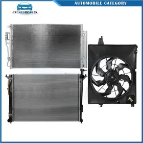 12970383 Byuscarparts For 2010 2011 2012 Hyundai Santa Fe Electric Radiator Condenser Cooling Fan Kit