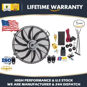 Carbole 636339764322 16 Inch Electric Radiator Cooling Fan 3500 Cfm Thermostat Mount Kit Universal