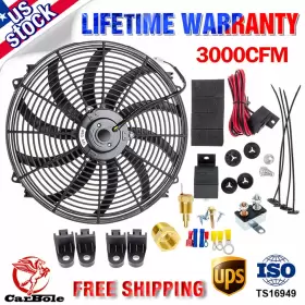 F7tu12a366ab Carbole 16in Electric Radiator Cooling Slim Fan Thermostat Relay 3000cfm 120w Universal