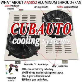 Rad1198 Cubauto Shroud 2x12 Inch Electric Fans Relay Fit 1991-1993 92 Dodge D250 D350 W250 W350 5.9l