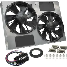 66927-bdst Derale Performance Dual 12 Inch High Output Radiator Fan And Siver Powder Coated