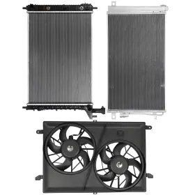10162935 Everpartstorecs For 2009-17 Chevrolet Traverse 3pcs Electric Radiator Condenser Cooling Fan Kit