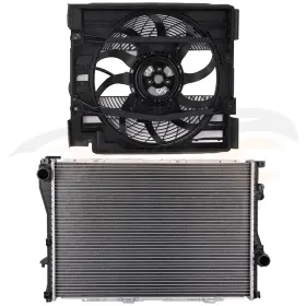 10163493 Everpartstorecs 2pcs Engine Radiator And Cooling Fan Kit For 2001-2003 Bmw 525i 530i 2.5l