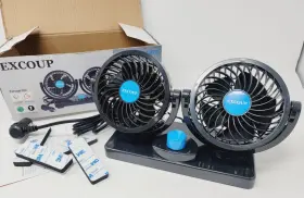 Ex-f03 Excoup 360 Dual Head Car Fan Adjustable Rotatable Air Cooling Electric 12v Dc Mountabl #3