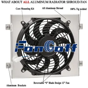 51963 Fongoff Aluminum Radiator Shroud Fan Fit Dragster Roadster Style Double Pass #