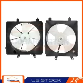 Gdc835073 Gdcar Ac Condenser Radiator Cooling Fan Assembly Pair Kit Set For 2001-05 Honda Civic