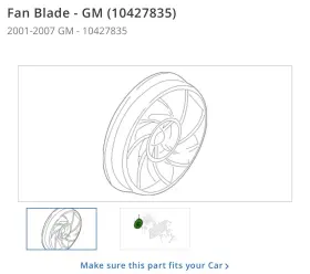 10427835 General Motors 15-80688 New Oem Gm Left Fan Blade - 2001-2007 3 4l 5l 10427835 General Motors 15-80688 New Oem Gm Left Fan Blade - 2001-2007 3 4l 5l