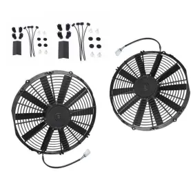 F17502-14-bk Grefmoto 14 Inch 12v Radiator Cooling Universal Fan Push Pull Mount Kit Electric