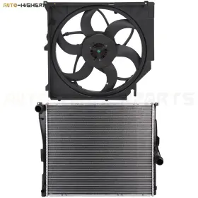 10393258 Higher-autoparts For 2004-2006 Bmw X3 2.5l 3.0l Electric Radiator And Driver Side Cooling Fan Kit