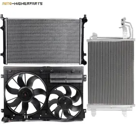 10395478 Higher-autoparts For 2009-2010 Volkswagen Jetta Electric Radiator Condenser Cooling Fan Kit