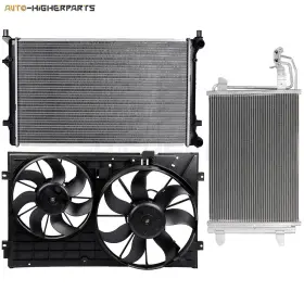 10395479 Higher-autoparts For 2010-2014 Volkswagen Golf Radiator Condenser Cooling Fan Kit