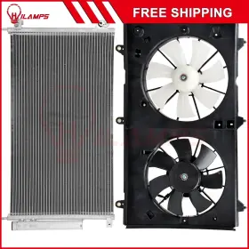10985991 Hilamps For 2003-2007 Honda Accord Electric Ac Condenser Cooling Fan Kit Front 12v