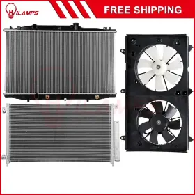 10988818 Hilamps For 2003-2007 Honda Accord Electric Radiator Condenser Cooling Fan Kit Front 12v