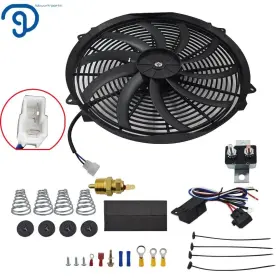 Lp184008ks Labwork Electric Radiator Fan 16 Inch 3000 Cfm Black 12v Thermostat Wiring Switch Relay Kit #2