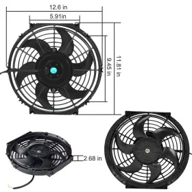 Lucasng 940981427547 10ftft Inch Black Slim Fan Push Pull Electric Radiator Cooling 12v 80w 800 Cfm #3
