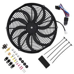 Maxpeedingrods 2agp37 16 Inch High Flow Fan For Universal Application 2250rpm Thermostat Kit Black
