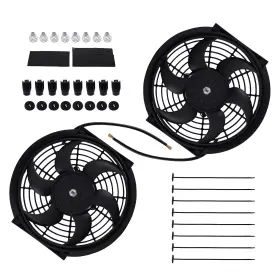 Prqi9b Maxpeedingrods 12v 2x 10 Inch Slim Electric Fan Kit With Mounts For Radiator Push Pull Cooling