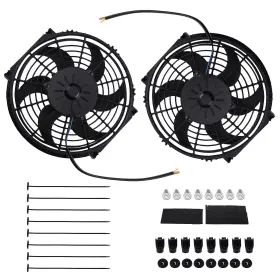 T74k2s Maxpeedingrods 12v Push Pull Radiator Cooling Fan Kit - 2x Universal 10 Inch Slim Fans With Mount