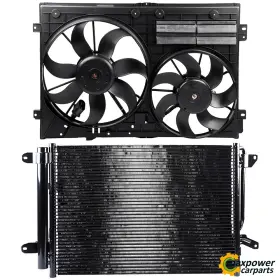 11705910 Maxpower-carparts Electric Ac Condenser Cooling Fan Kit For 12-14 Vw Beetle 11-13 Jetta 2.5l Dohc