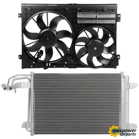 11880603 Maxpower-carparts New Electric Ac Condenser Cooling Fan Kit For 2006-2010 Vw Jetta 10-14 Golf 2.5l