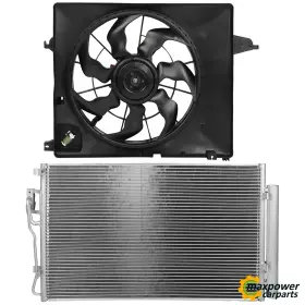 12245103 Maxpower-carparts New Electric Ac Condenser Cooling Fan Kit For 2010-2012 Hyundai Santa Fe Gas
