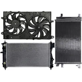 12154041 Motofatory For 13-15 Chevrolet Malibu A/c Condenser Radiator Cooling Fan Assembly 3pcs Set