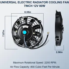 Muhize 717717634632 7 Inch Slim Fan - Upgraded Electric Radiator 12 V Only Puller Elec #2