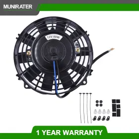 Mr1156272m Munirater 1x 7 Inch 12v Electric Slim Push Pull Radiator Cooling Fan Black Mounting Kit