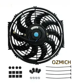 F17502-12-bk Ozmich Universal Slim Fan Push Pull Electric Radiator Cooling Mount Kit 16 Inch 12v