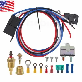 Partsebuy 710414385807 175 185 Electric Engine Fan Thermostat Temperature Relay Switch Sensor Kit 3/8