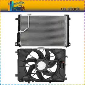 Pmt844123s01 Partsmarkets For 2010 2011 12-2016 Mercedes-benz E350 A/c Radiator Cooling Fan And Condenser