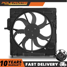 X1m026074x Poleparts 1x Electric Radiator Cooling Fan Assembly For Bmw X5 2007 2008 2009 2010 600w