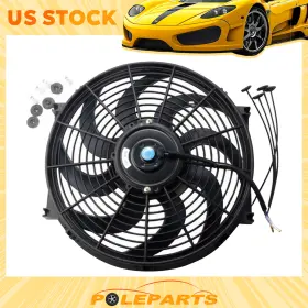 X1m151402x Poleparts 1x 14 Inch Universal Electric Radiator Slim Push Pull Engine Cooling Fan 8 Blades