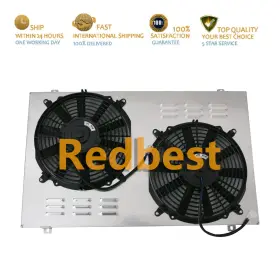 Dpi161 Redbest Cc161 Cu161 161 Aluminum Radiator Fan Shroud With 2-12 Inch Fans For Cadillac Olds 28 Wide Core