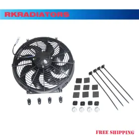 Spower 112345692489 16 Inch Electric Radiator Cooling Thermo Bow Blade Fan With Mounting Kits