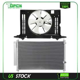 Topcn Tp844109cn Aluminum Engine Condenser And Cooling Fan Assembly For 2009-2014 Toyota Matrix