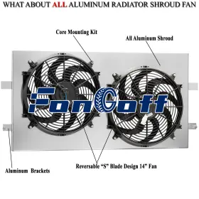 2423 Tsmindustry Aluminum Shroud Fan For 99-13 Chevy Silverado Gmc Sierra Yukon Tahoe 1500 2500