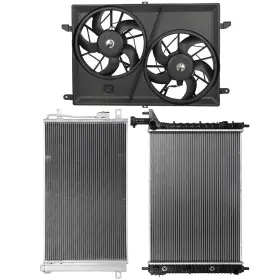 12867794 Valuezone-autoparts For 2009-2017 Chevrolet Traverse 3pcs Electric Radiator Condenser Cooling Fan
