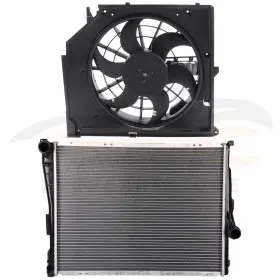 12867799 Valuezone-autoparts 2 Pcs Engine Radiator And Cooling Fan Kit For 2001 02 03-2005 Bmw 320i 325i 330ci