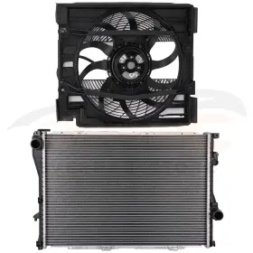 12867813 Valuezone-autoparts 2pcs Engine Radiator And Cooling Fan Kit For 2001 2002 2003 Bmw 525i 530i