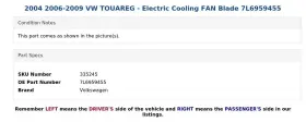 7l6959455 Volkswagen 2004 2006-2009 Vw Touareg - Electric Cooling Fan Blade #3